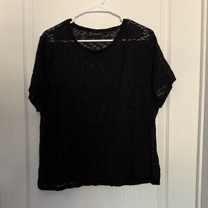 NY&C Black Lace Women's Top Plus 3X Short Sleeve